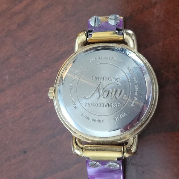 Amitron Now Womens Gold & Purple Quartz Watch With Water Resistant Feature - Picture 4 of 4
